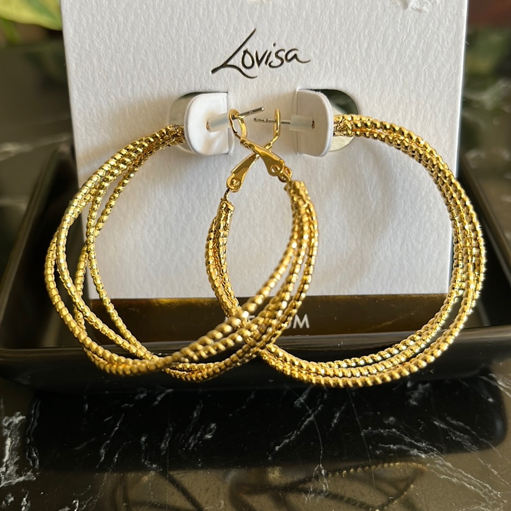 💛💖💎Lovisa Gold Crossover Multi Hoop Earrings- Premium-NWT
